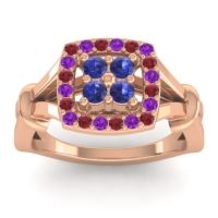 Blue Sapphire Fashion Ring In 14K Rose Gold With Ruby And Amethyst – Pattaka Simple Ring