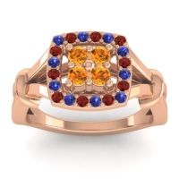 Citrine Fashion Ring In 14K Rose Gold With Blue Sapphire And Garnet – Pattaka Simple Ring