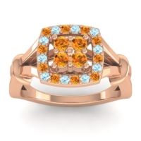 Citrine Fashion Ring In 14K Rose Gold With Aquamarine – Pattaka Simple Ring