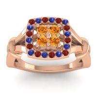Citrine Fashion Ring In 14K Rose Gold With Garnet And Blue Sapphire – Pattaka Simple Ring