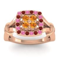 Citrine Fashion Ring In 14K Rose Gold With Pink Tourmaline And Garnet – Pattaka Simple Ring