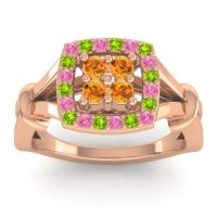 Citrine Fashion Ring In 14K Rose Gold With Pink Tourmaline And Peridot – Pattaka Simple Ring