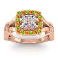 Lab Diamond Fashion Ring In 14K Rose Gold With Peridot And Citrine – Pattaka Simple Ring