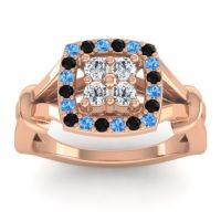 Lab Diamond Fashion Ring In 14K Rose Gold With Swiss Blue Topaz And Black Onyx – Pattaka Simple Ring