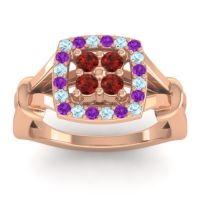 Garnet Fashion Ring In 14K Rose Gold With Aquamarine And Amethyst – Pattaka Simple Ring