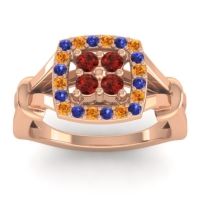 Garnet Fashion Ring In 14K Rose Gold With Blue Sapphire And Citrine – Pattaka Simple Ring