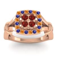 Garnet Fashion Ring In 14K Rose Gold With Citrine And Blue Sapphire – Pattaka Simple Ring