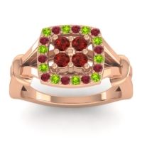 Garnet Fashion Ring In 14K Rose Gold With Peridot And Ruby – Pattaka Simple Ring