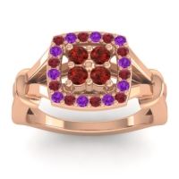 Garnet Fashion Ring In 14K Rose Gold With Ruby And Amethyst – Pattaka Simple Ring