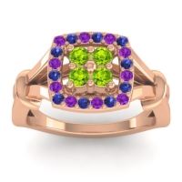 Peridot Fashion Ring In 14K Rose Gold With Amethyst And Blue Sapphire – Pattaka Simple Ring