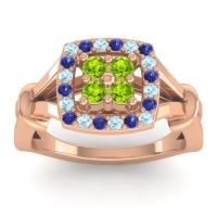 Peridot Fashion Ring In 14K Rose Gold With Aquamarine And Blue Sapphire – Pattaka Simple Ring