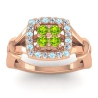 Peridot Fashion Ring In 14K Rose Gold With Aquamarine And Lab Diamond – Pattaka Simple Ring