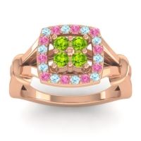Peridot Fashion Ring In 14K Rose Gold With Aquamarine And Pink Tourmaline – Pattaka Simple Ring