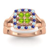 Peridot Fashion Ring In 14K Rose Gold With Blue Sapphire And Aquamarine – Pattaka Simple Ring