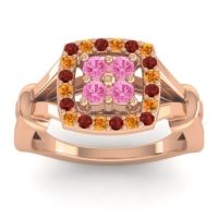 Pink Tourmaline Fashion Ring In 14K Rose Gold With Garnet And Citrine – Pattaka Simple Ring
