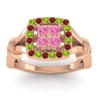 Pink Tourmaline Fashion Ring In 14K Rose Gold With Peridot And Garnet – Pattaka Simple Ring