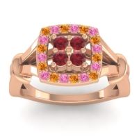 Ruby Fashion Ring In 14K Rose Gold With Citrine And Pink Tourmaline – Pattaka Simple Ring