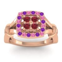 Ruby Fashion Ring In 14K Rose Gold With Pink Tourmaline And Amethyst – Pattaka Simple Ring