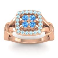 Swiss Blue Topaz Fashion Ring In 14K Rose Gold With Aquamarine – Pattaka Simple Ring