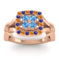 Swiss Blue Topaz Fashion Ring In 14K Rose Gold With Citrine And Blue Sapphire – Pattaka Simple Ring