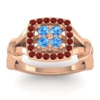 Swiss Blue Topaz Fashion Ring In 14K Rose Gold With Garnet – Pattaka Simple Ring