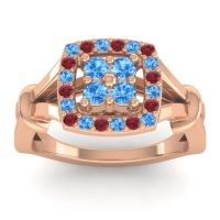 Swiss Blue Topaz Fashion Ring In 14K Rose Gold With Ruby – Pattaka Simple Ring