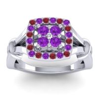 Amethyst Fashion Ring In 14k White Gold With Ruby – Pattaka Simple Ring