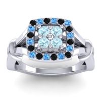 Aquamarine Fashion Ring In 14k White Gold With Black Onyx And Swiss Blue Topaz – Pattaka Simple Ring