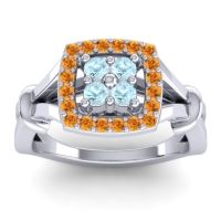 Aquamarine Fashion Ring In 14k White Gold With Citrine – Pattaka Simple Ring