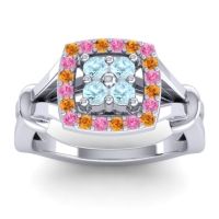 Aquamarine Fashion Ring In 14k White Gold With Citrine And Pink Tourmaline – Pattaka Simple Ring