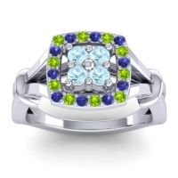 Aquamarine Fashion Ring In 14k White Gold With Peridot And Blue Sapphire – Pattaka Simple Ring