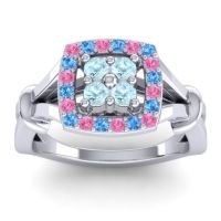 Aquamarine Fashion Ring In 14k White Gold With Pink Tourmaline And Swiss Blue Topaz – Pattaka Simple Ring