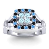 Aquamarine Fashion Ring In 14k White Gold With Swiss Blue Topaz And Black Onyx – Pattaka Simple Ring