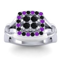 Black Onyx Fashion Ring In 14k White Gold With Amethyst – Pattaka Simple Ring