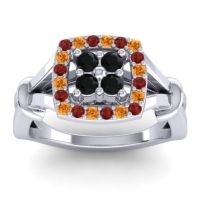 Black Onyx Fashion Ring In 14k White Gold With Garnet And Citrine – Pattaka Simple Ring