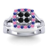 Black Onyx Fashion Ring In 14k White Gold With Pink Tourmaline And Blue Sapphire – Pattaka Simple Ring
