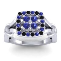 Blue Sapphire Fashion Ring In 14k White Gold With Black Onyx – Pattaka Simple Ring