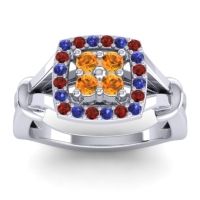Citrine Fashion Ring In 14k White Gold With Blue Sapphire And Garnet – Pattaka Simple Ring