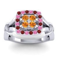 Citrine Fashion Ring In 14k White Gold With Garnet And Pink Tourmaline – Pattaka Simple Ring