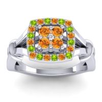 Citrine Fashion Ring In 14k White Gold With Peridot – Pattaka Simple Ring