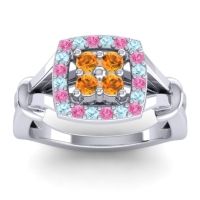Citrine Fashion Ring In 14k White Gold With Pink Tourmaline And Aquamarine – Pattaka Simple Ring