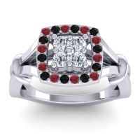 Lab Diamond Fashion Ring In 14k White Gold With Ruby And Black Onyx – Pattaka Simple Ring