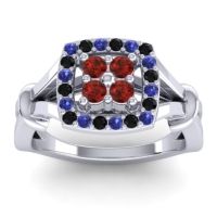 Garnet Fashion Ring In 14k White Gold With Blue Sapphire And Black Onyx – Pattaka Simple Ring