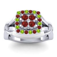 Garnet Fashion Ring In 14k White Gold With Peridot – Pattaka Simple Ring