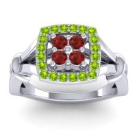 Garnet Fashion Ring In 14k White Gold With Peridot – Pattaka Simple Ring