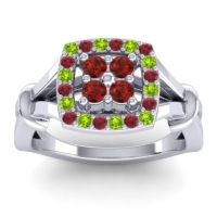 Garnet Fashion Ring In 14k White Gold With Peridot And Ruby – Pattaka Simple Ring