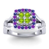 Peridot Fashion Ring In 14k White Gold With Amethyst And Blue Sapphire – Pattaka Simple Ring