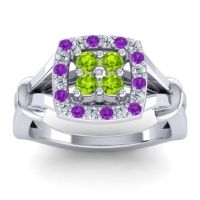 Peridot Fashion Ring In 14k White Gold With Amethyst And Lab Diamond – Pattaka Simple Ring