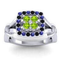 Peridot Fashion Ring In 14k White Gold With Blue Sapphire And Black Onyx – Pattaka Simple Ring