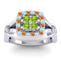 Peridot Fashion Ring In 14k White Gold With Citrine And Aquamarine – Pattaka Simple Ring
